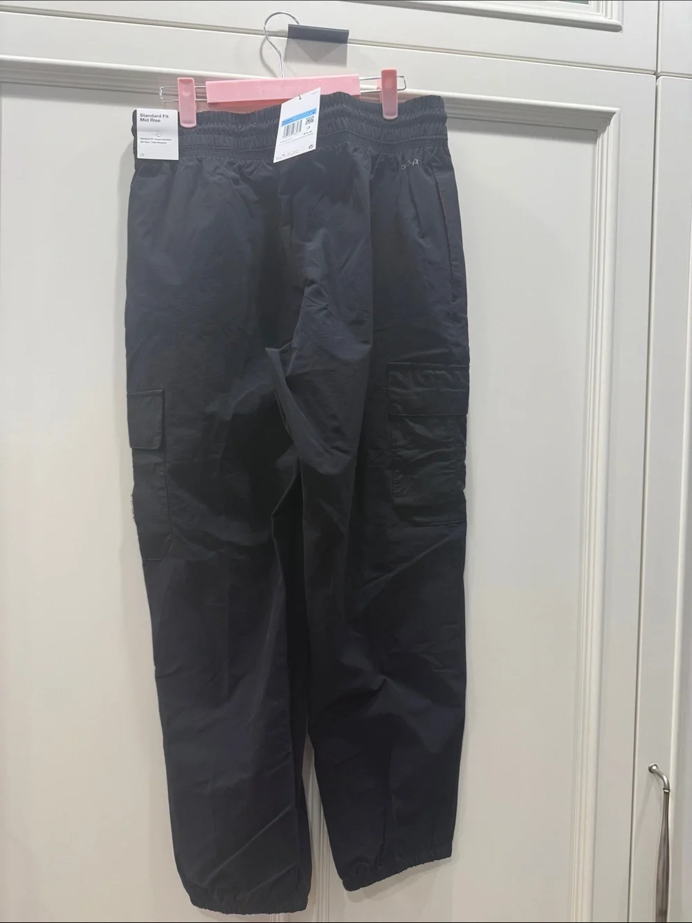Nike Black Cargo Joggers with Orange Logo Patch